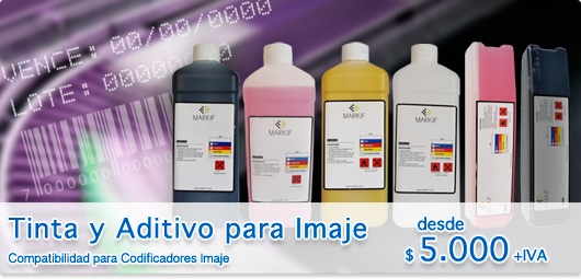 Tinta y Aditivo para Codificadoras Inkjet Imaje VENTIN